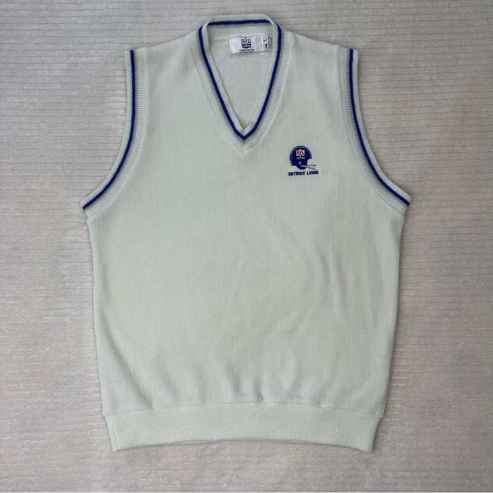 NFL Vintage Detroit Lions V-neck Sweater Vest Men’s Size Large - Picture 5 of 9